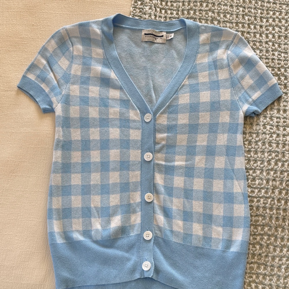 NWOT Blue and White Guideboat Checkered Cardigan, XS